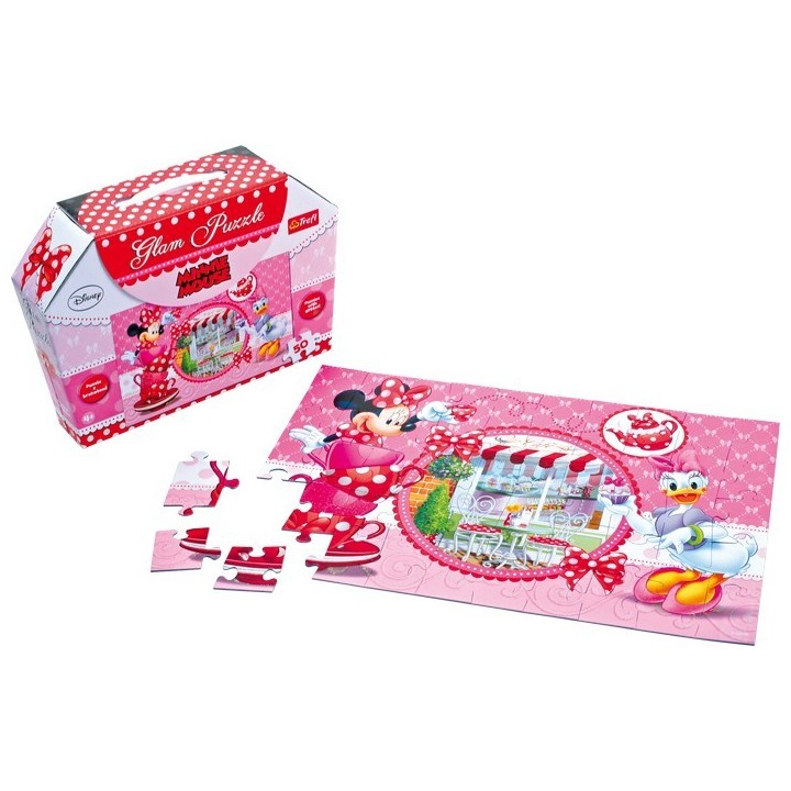 Třpytivé puzzle 50 dílů Minnie Mouse