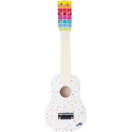 Dětská kytara bílá s puntíky, 53 cm, 6 strun