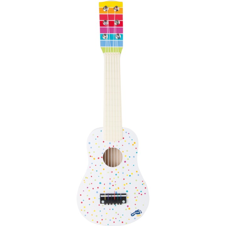 Dětská kytara bílá s puntíky, 53 cm, 6 strun